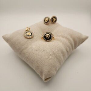 10K Gold & Black Medusa Style Jewelry Set – Ring, Earrings & Pendant